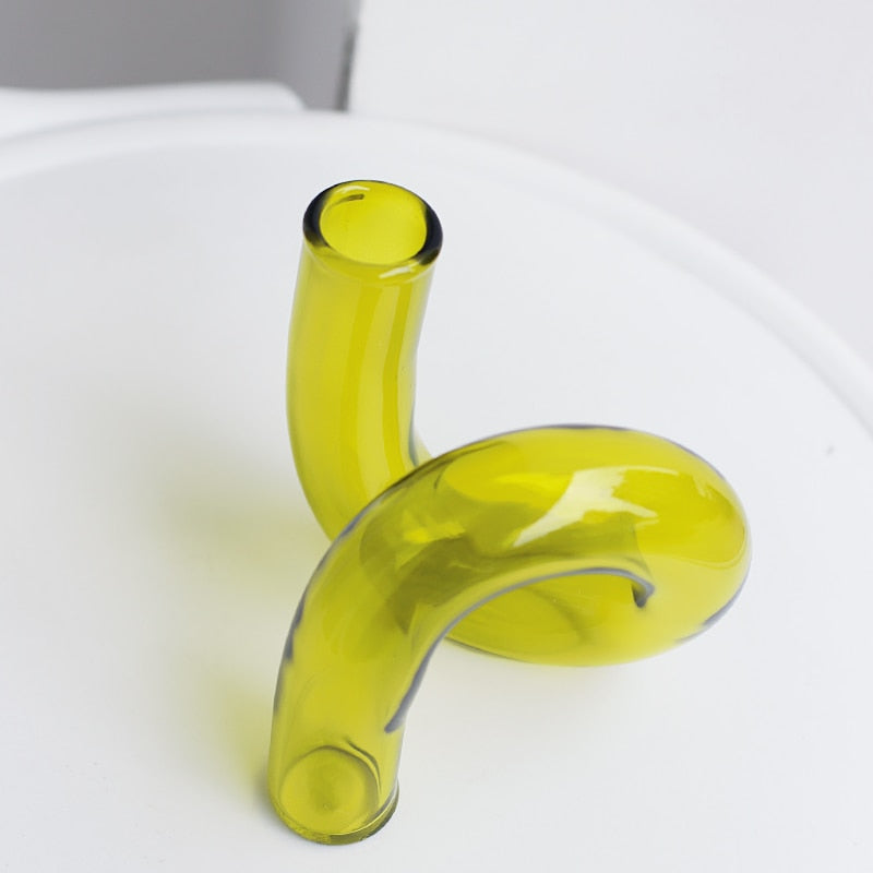 Twisted Glass Candlestick Holder